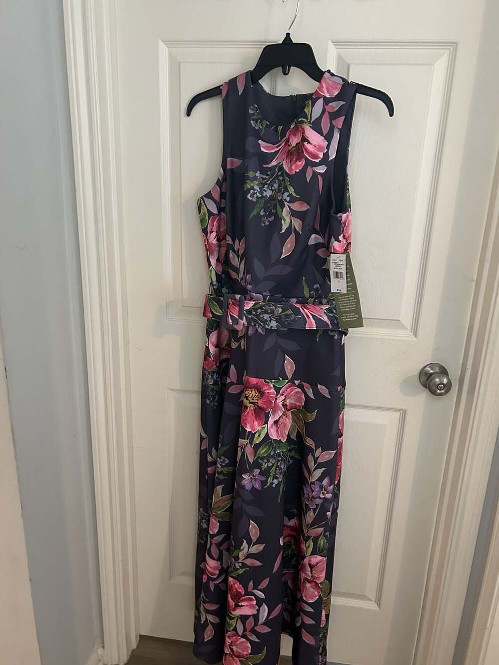 Melonie T Floral Dress Size 12 Grape Pink Multi Navy